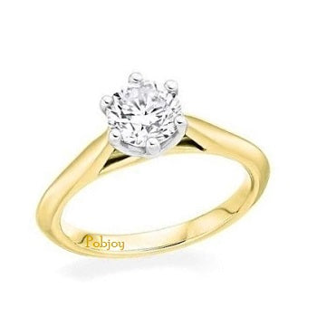 18K Gold 1.00 Carat Round Brilliant Cut Solitaire Lab Grown Diamond Ring D/VS2 - Pobjoy Diamonds