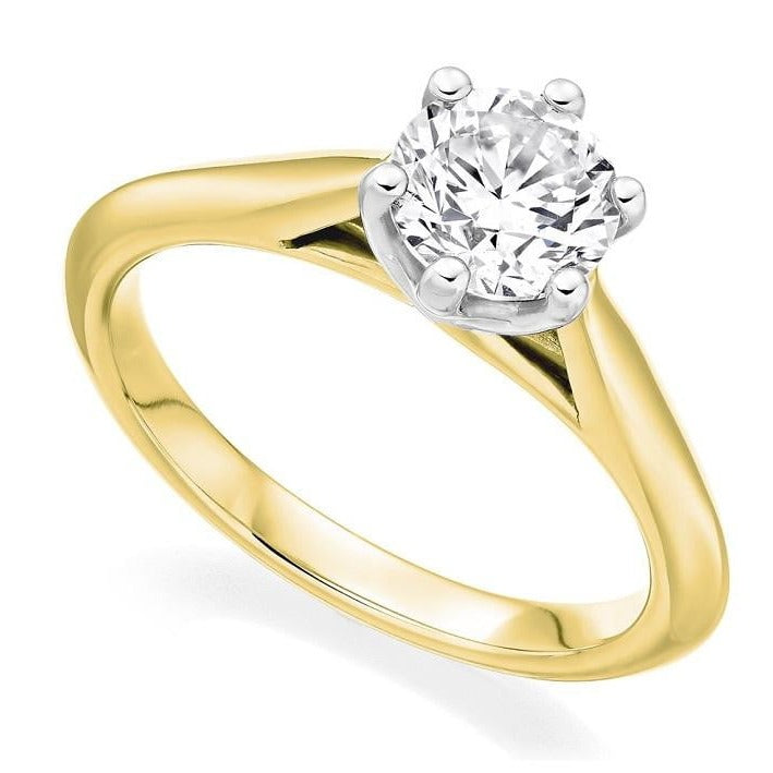 18K Gold 1.00 Carat Round Brilliant Cut Solitaire Diamond Ring G/Si1-Bellagio - Pobjoy Diamonds