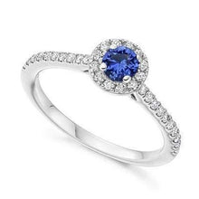 Load image into Gallery viewer, 950 Platinum Blue Sapphire &amp; Diamond Ring 0.55 CTW - Pobjoy Diamonds