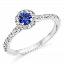 Load image into Gallery viewer, 950 Platinum Blue Sapphire &amp; Diamond Ring 0.55 CTW - Pobjoy Diamonds