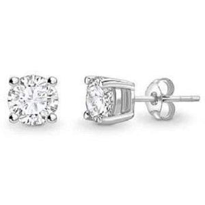 18K White Gold 1.00 Carat Lab Grown Diamond Stud Earrings - F/VS2 - Pobjoy Diamonds