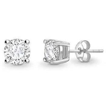 GIA Gold Round Brilliant Cut Diamond Stud Earrings 0.60 To 1.00 CTW- F/VS2 - Pobjoy Diamonds