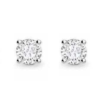 White Gold Round Brilliant Cut Diamond Claw Earring Settings - Pobjoy Diamonds
