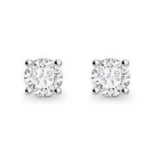 Load image into Gallery viewer, White Gold Round Brilliant Cut Diamond Claw Earring Settings - Pobjoy Diamonds