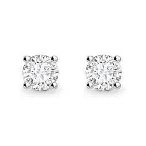 White Gold Round Brilliant Cut Diamond Claw Earring Settings - Pobjoy Diamonds