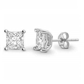 Bespoke 18K Gold Princess Cut Diamond Stud Earrings 0.60 To 1.00 CTW- F/VS1 - Pobjoy Diamonds