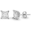18K White Gold 1.00 Carat Lab Grown Princess Cut Diamond Stud Earrings - F/VS2 - Pobjoy Diamonds
