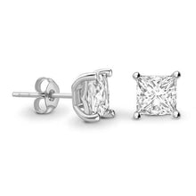 Load image into Gallery viewer, 18K White Gold 1.00 Carat Lab Grown Princess Cut Diamond Stud Earrings - F/VS2 - Pobjoy Diamonds
