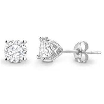 Bespoke 18K White Gold Round Brilliant Cut Diamond Stud Earrings 1.20 To 2.00 CTW- F/VS2 - Pobjoy Diamonds
