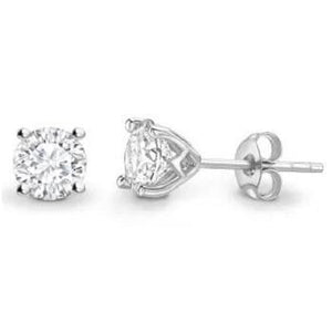 Bespoke 18K White Gold Round Brilliant Cut Diamond Stud Earrings 1.20 To 2.00 CTW- F/VS2 - Pobjoy Diamonds