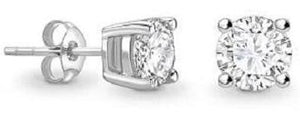 18K White Gold 1.00 Carat Lab Grown Diamond Stud Earrings - E/VS1 - Pobjoy Diamonds