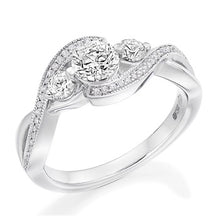 Load image into Gallery viewer, 18K Gold 1.00 Carat Diamond Trilogy &amp; Shoulder Ring - G/Si1 - Pobjoy Diamonds