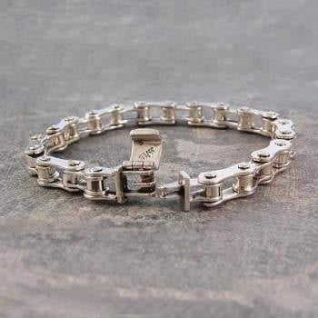 Chunky Sterling Silver Handmade Mens Bike Chain Bracelet - Pobjoy Diamonds