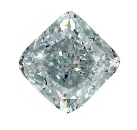 18K Gold Fancy Greenish Blue Cushion Cut Diamond Solitaire Ring - 0.75 Carat - Pobjoy Diamonds