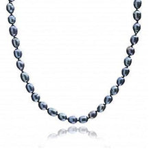 Load image into Gallery viewer, Blue, Grey &amp; Lilac Oval Baroque Pearl Necklace - Pobjoy Diamonds