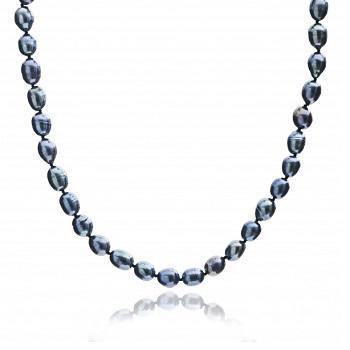 Blue, Grey & Lilac Oval Baroque Pearl Necklace - Pobjoy Diamonds