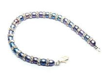 Load image into Gallery viewer, Black/Blue &amp; Sterling Silver Oval Pearl Bracelet - Pobjoy Diamonds