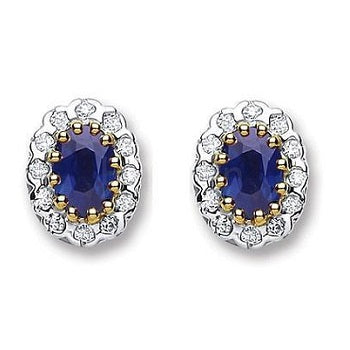 9K Yellow Gold Blue Sapphire & Diamond Stud Earrings 1.10 CTW - Pobjoy Diamonds