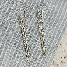Load image into Gallery viewer, Handmade Silver Feather Drop Earrings - Pobjoy Diamonds