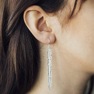 Handmade Silver Feather Drop Earrings - Pobjoy Diamonds