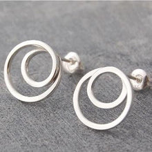 Load image into Gallery viewer, Handmade Silver Hoop Stud Earrings - Pobjoy Diamonds