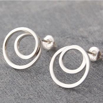 Handmade Silver Hoop Stud Earrings - Pobjoy Diamonds