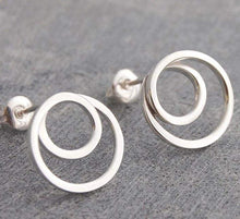 Load image into Gallery viewer, Handmade Silver Hoop Stud Earrings - Pobjoy Diamonds