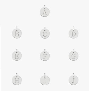 Sterling Silver Initial Circular Pendant & Neck Chain - Letters A-Z - Pobjoy Diamonds