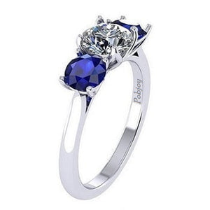 2.00 Carat Lab Grown Diamond & Sapphire Trilogy Ring