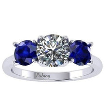 Load image into Gallery viewer, 4.00 Carat Lab Grown Diamond &amp; Sapphire Trilogy Ring