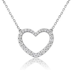 18K Gold Diamond Silhouette Heart Diamond Necklace 0.60 Carat