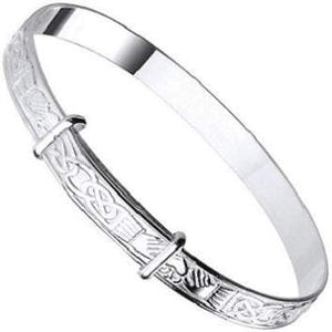 Child's Silver Celtic Embossed Adjustable Bangle - Pobjoy Diamonds