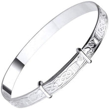 Load image into Gallery viewer, Child&#39;s Silver Celtic Embossed Adjustable Bangle - Pobjoy Diamonds