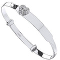 9K White Gold Expandable Baby Bangle With Heart - Pobjoy Diamonds