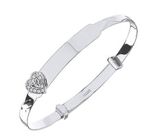 Load image into Gallery viewer, 9K White Gold Expandable Baby Bangle With Heart - Pobjoy Diamonds