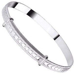 Baby Silver Expandable Heart Pattern Bangle - Pobjoy Diamonds