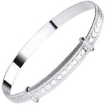 Baby Silver Expandable Heart Pattern Bangle - Pobjoy Diamonds