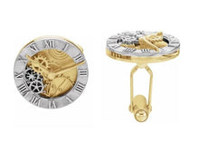 Load image into Gallery viewer, 14K Gold &amp; Sterling Silver Clock Cufflinks - Pobjoy Diamonds