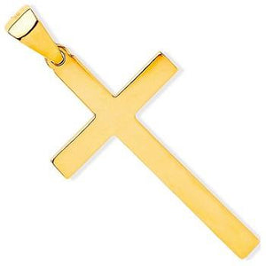 9K Yellow Gold Large Solid Cross Pendant - Pobjoy Diamonds