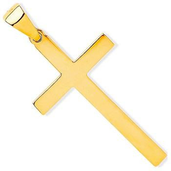 9K Yellow Gold Large Solid Cross Pendant - Pobjoy Diamonds