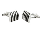 Black Enamel & Rhodium Plated Mens Cufflinks - Pobjoy Diamonds