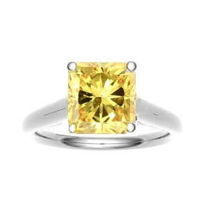 18K Gold Cushion Cut Fancy Intense Yellow Radiant Cut Lab Grown Diamond Ring 1.25 Carat - Pobjoy Diamonds