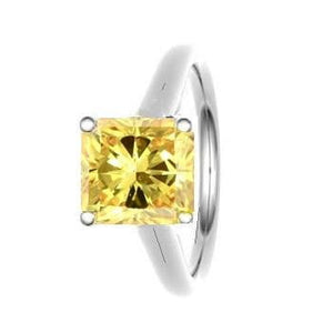 18K Gold Cushion Cut Fancy Intense Yellow Radiant Cut Lab Grown Diamond Ring 1.25 Carat - Pobjoy Diamonds