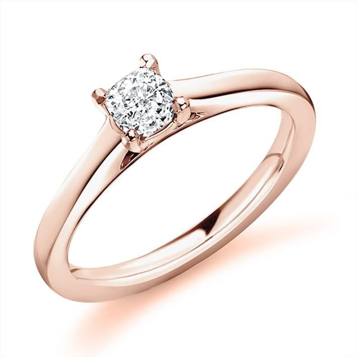 18K Yellow Gold 0.40 Carat Cushion Solitaire Diamond Ring F VS2 Pobjoy