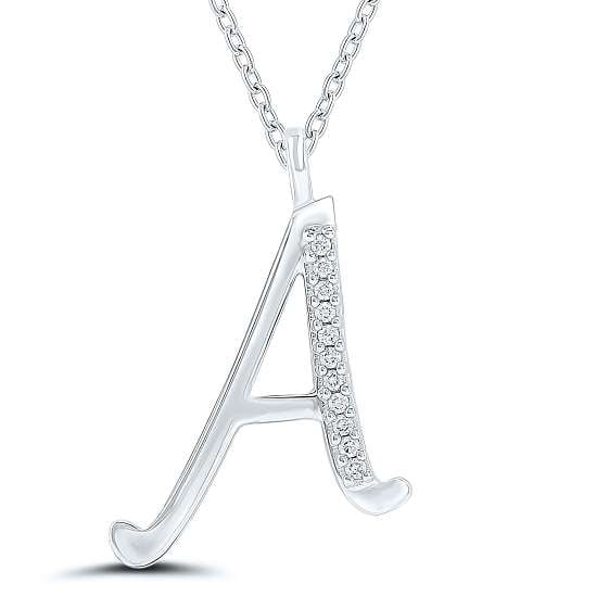 9K Gold & Diamond Initial Pendant & Neck Chain-A - Pobjoy Diamonds