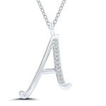 9K Gold & Diamond Initial Pendant & Neck Chain-A - Pobjoy Diamonds