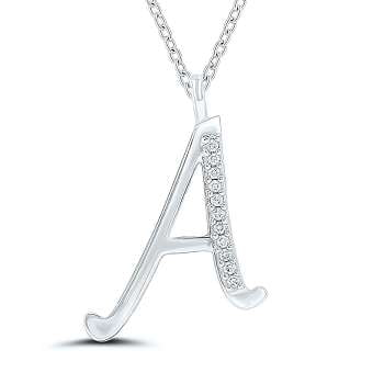 9K Gold & Diamond Initial Pendant & Neck Chain-A - Pobjoy Diamonds