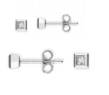Load image into Gallery viewer, 18K White Gold Princess Cut Diamond Stud Earrings 0.20 Carat - Pobjoy Diamonds