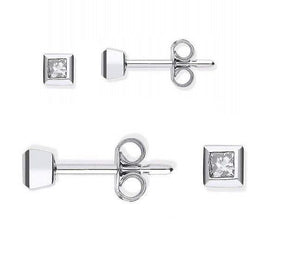 18K White Gold Princess Cut Diamond Stud Earrings 0.20 Carat - Pobjoy Diamonds