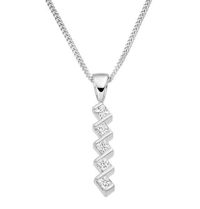 9K White Gold 0.50 CTW Diamond Five Stone Pendant Necklace - Pobjoy Diamonds
